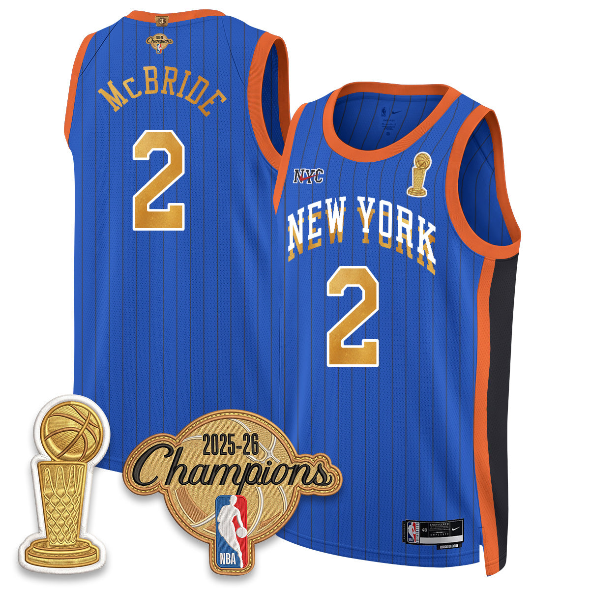 New York Knicks Champions Night Vapor Jersey - Stitched