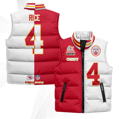 Kansas City Chiefs 4X Champs Gold Edition Puffer Vest - Printed