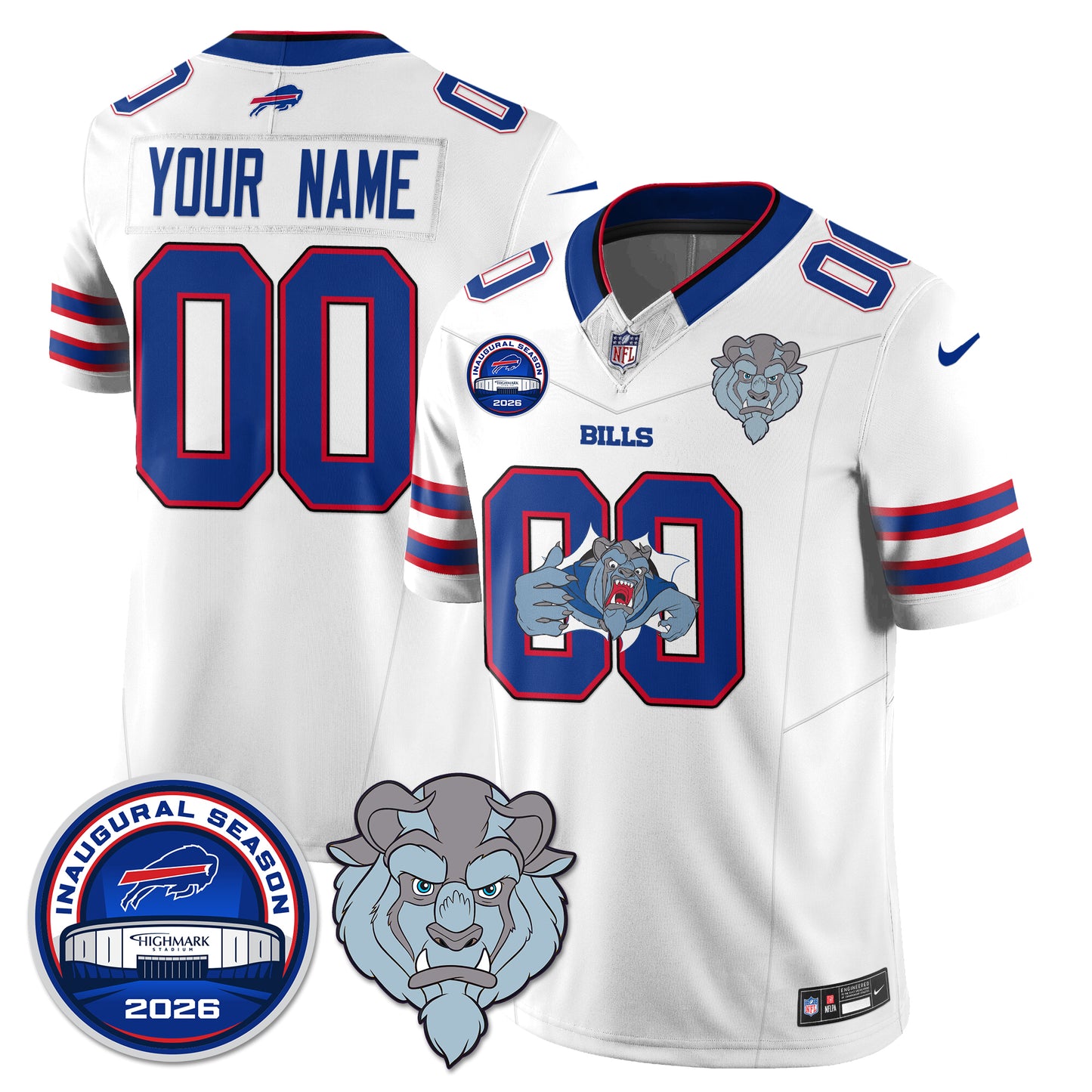 Buffalo Bills x Hairy Blue Beast Edition Vapor Custom Jersey - Stitched