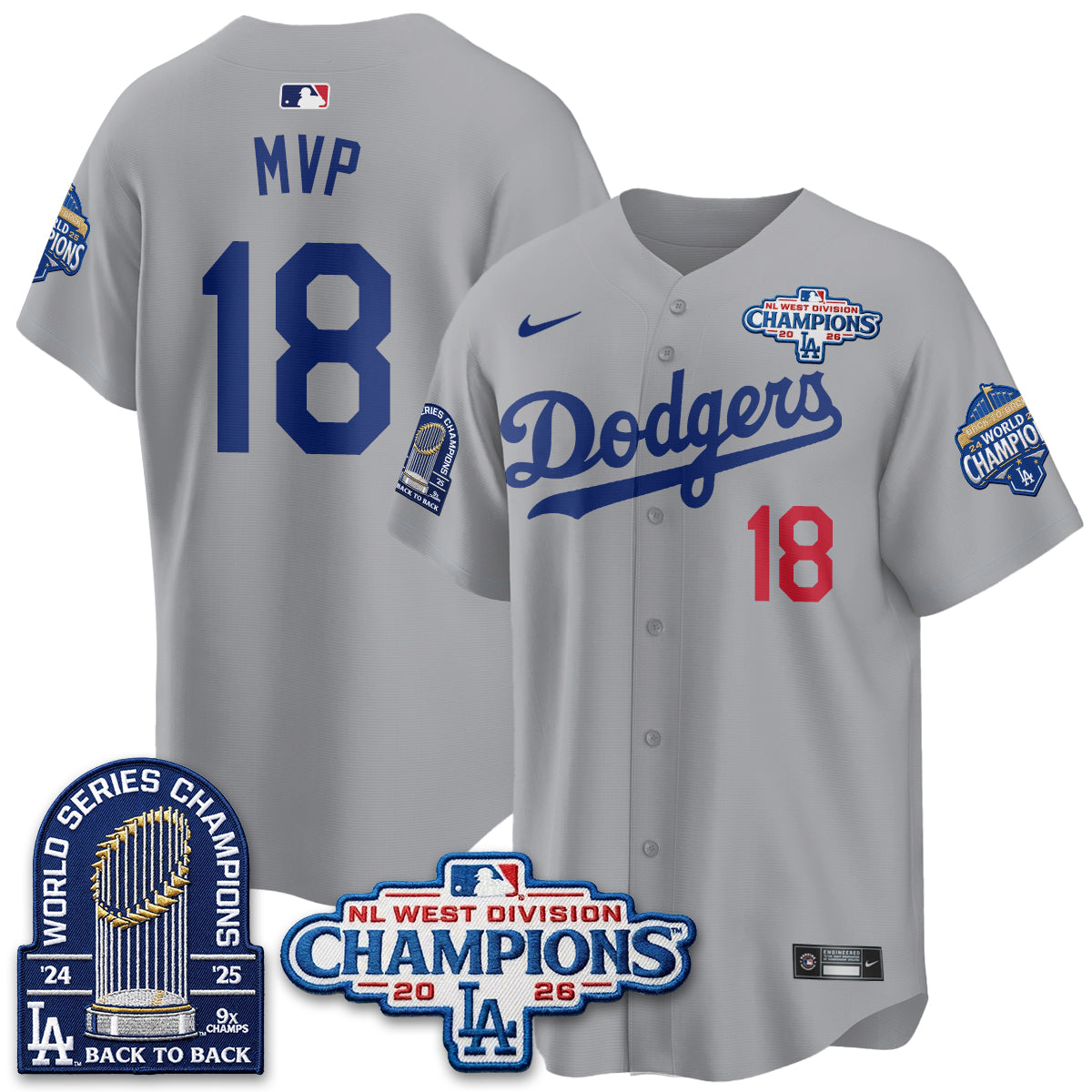 LAD 2026 NL West Champs Vapor Jersey- Stitched