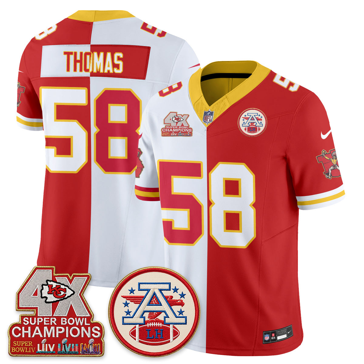 Kansas City Chiefs Throwback Split Vapor Jersey - Stitched
