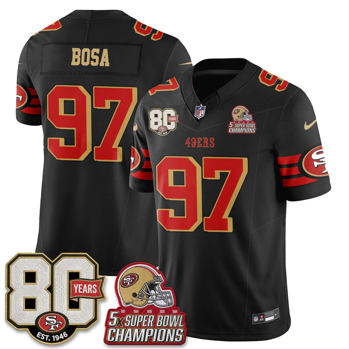 San Francisco 49ers Throwback Vapor Jersey - Stitched