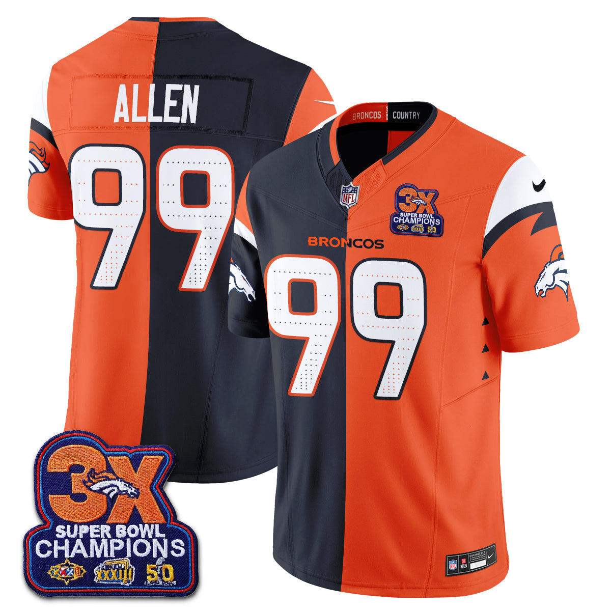 Denver Broncos Split Edition Vapor Jersey - Stitched