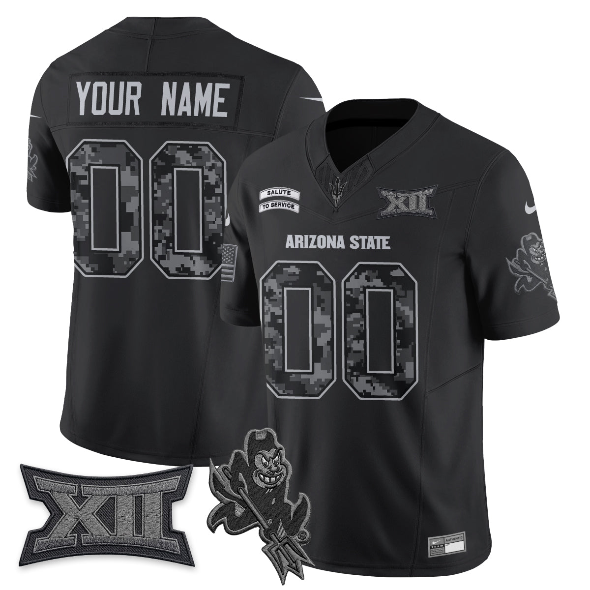 Arizona State Sun Devils 2026 Salute to Service Vapor Custom Jersey - Stitched