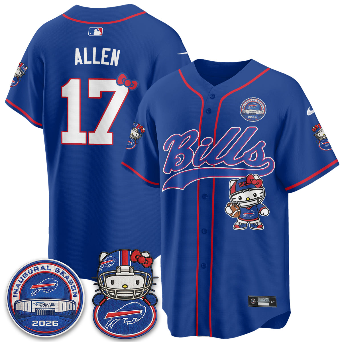 BUF x Meow  Vapor Baseball Jersey - Stitched