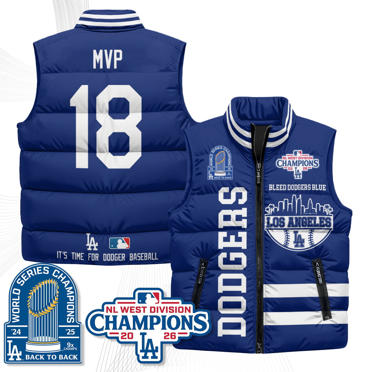 LAD "Bleed Blue" Puffer Vest - Printed