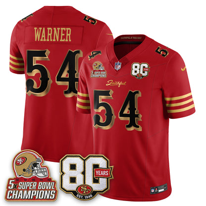 San Francisco 49ers 80 Years & 5X Champs Rivalries Vapor Jersey - Stitched