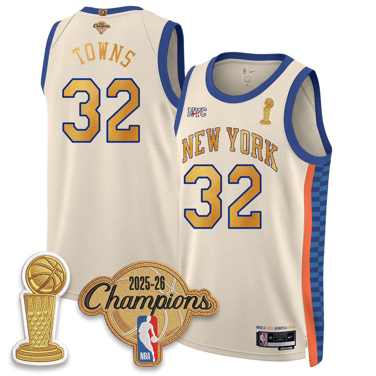 New York Knicks Champions Night Vapor Jersey - Stitched