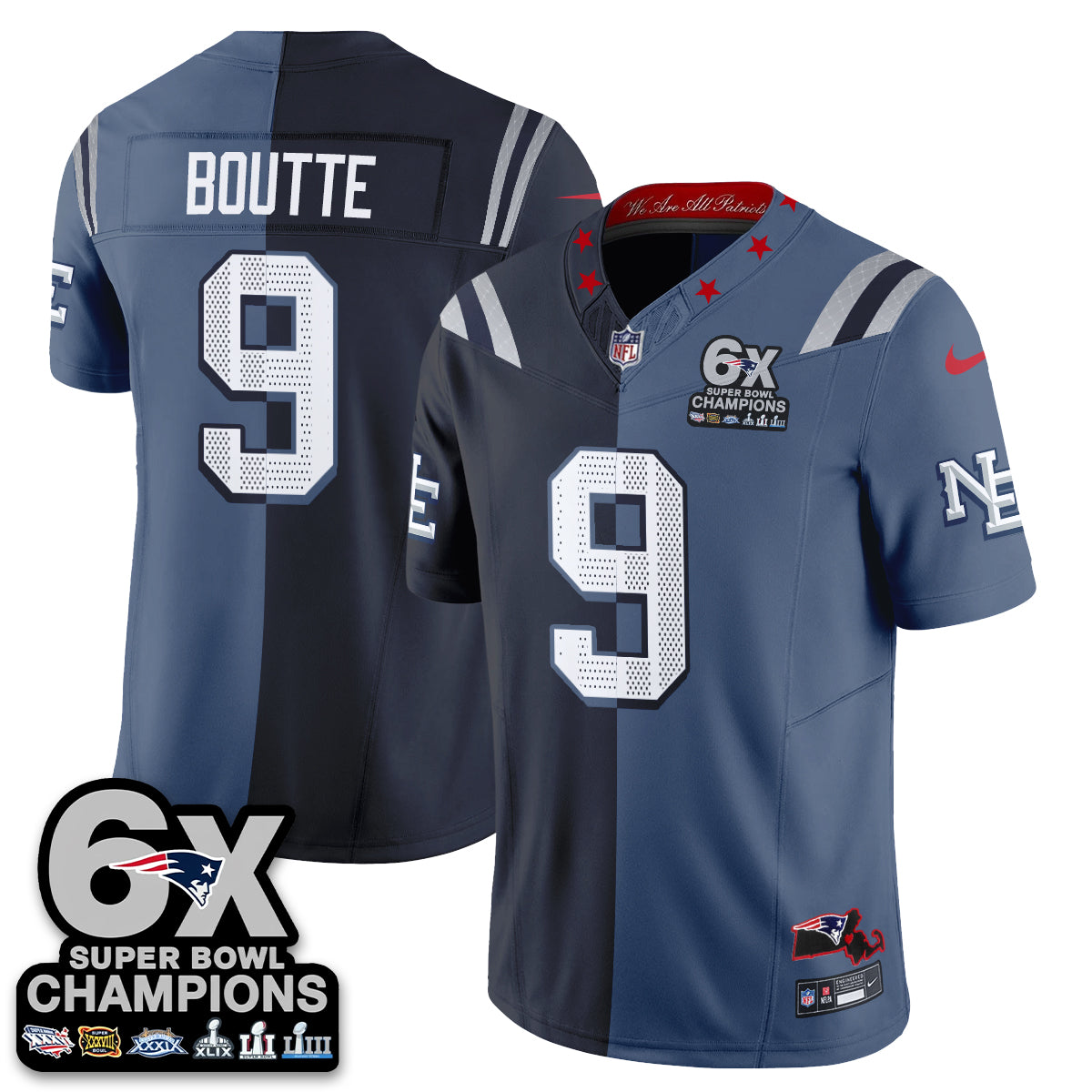 NE Rivalries Split Edition Vapor Jersey - Stitched