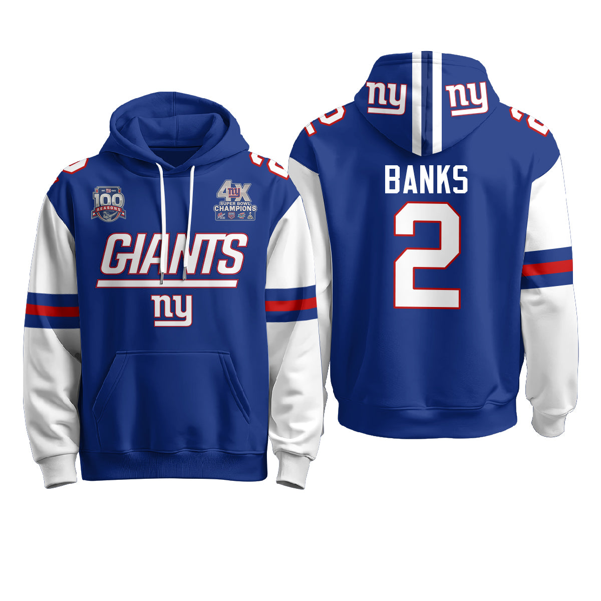 New York Giants 4X Champs S.Bowl Hoodie - Stitched