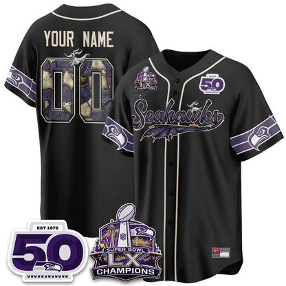 Seattle Seahawks 2026 Nightmare Edition Vapor Custom Baseball Jersey - Stitched