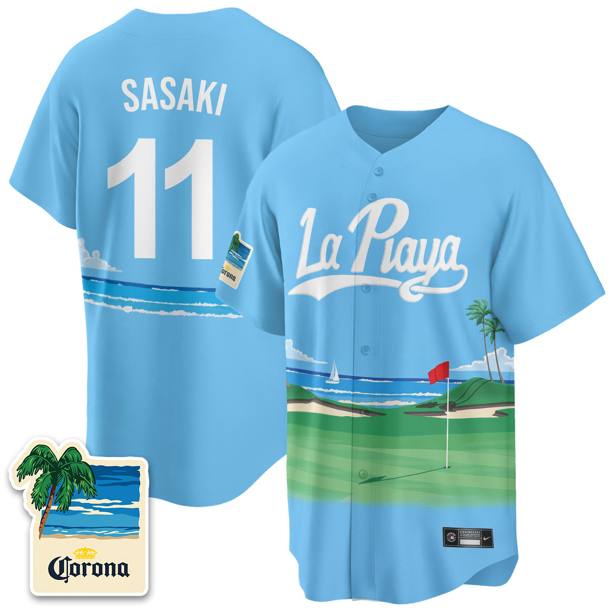 Los Angeles Dodgers Beach Connect "La Playa" Edition Vapor Jersey- Patch Stitched