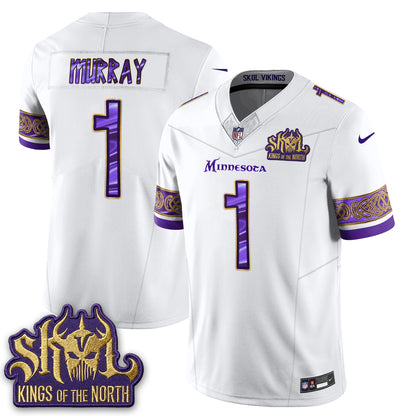 MIN Fangear Edition Warrior Skol Patch Vikings Font Vapor Jersey - Stitched
