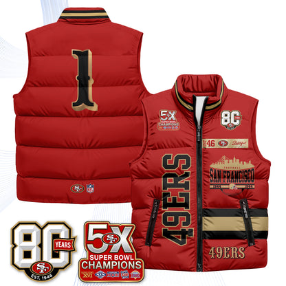 San Francisco 49ers Faithful to The Bay Puffer Vest - Printed