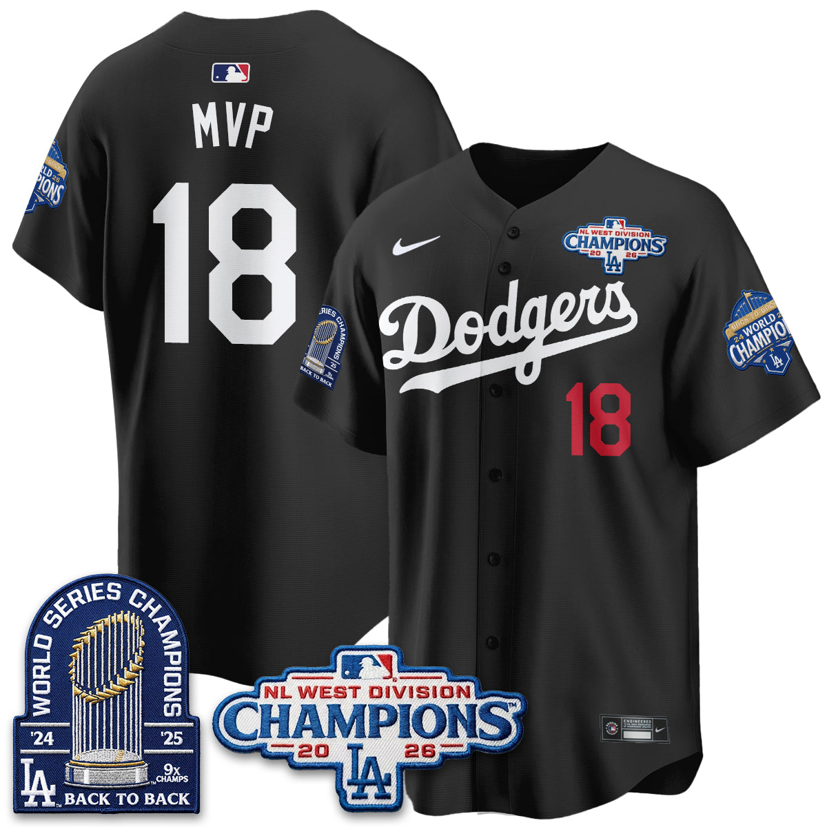 LAD 2026 NL West Champs Vapor Jersey- Stitched