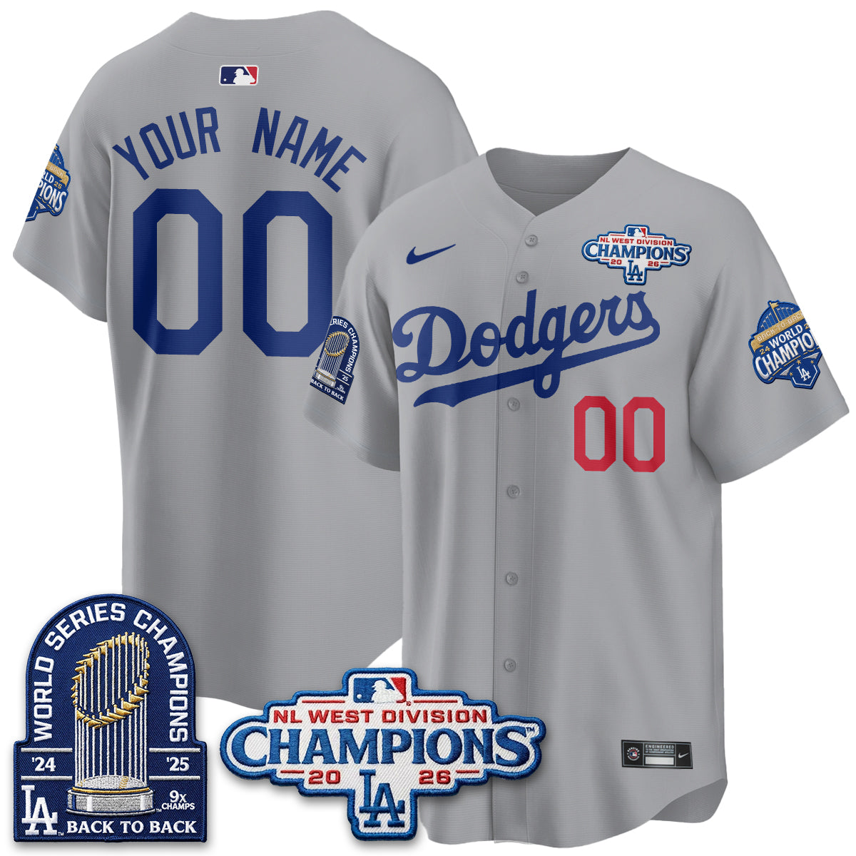 LAD 2026 NL West Champs Vapor Custom Jersey- Stitched