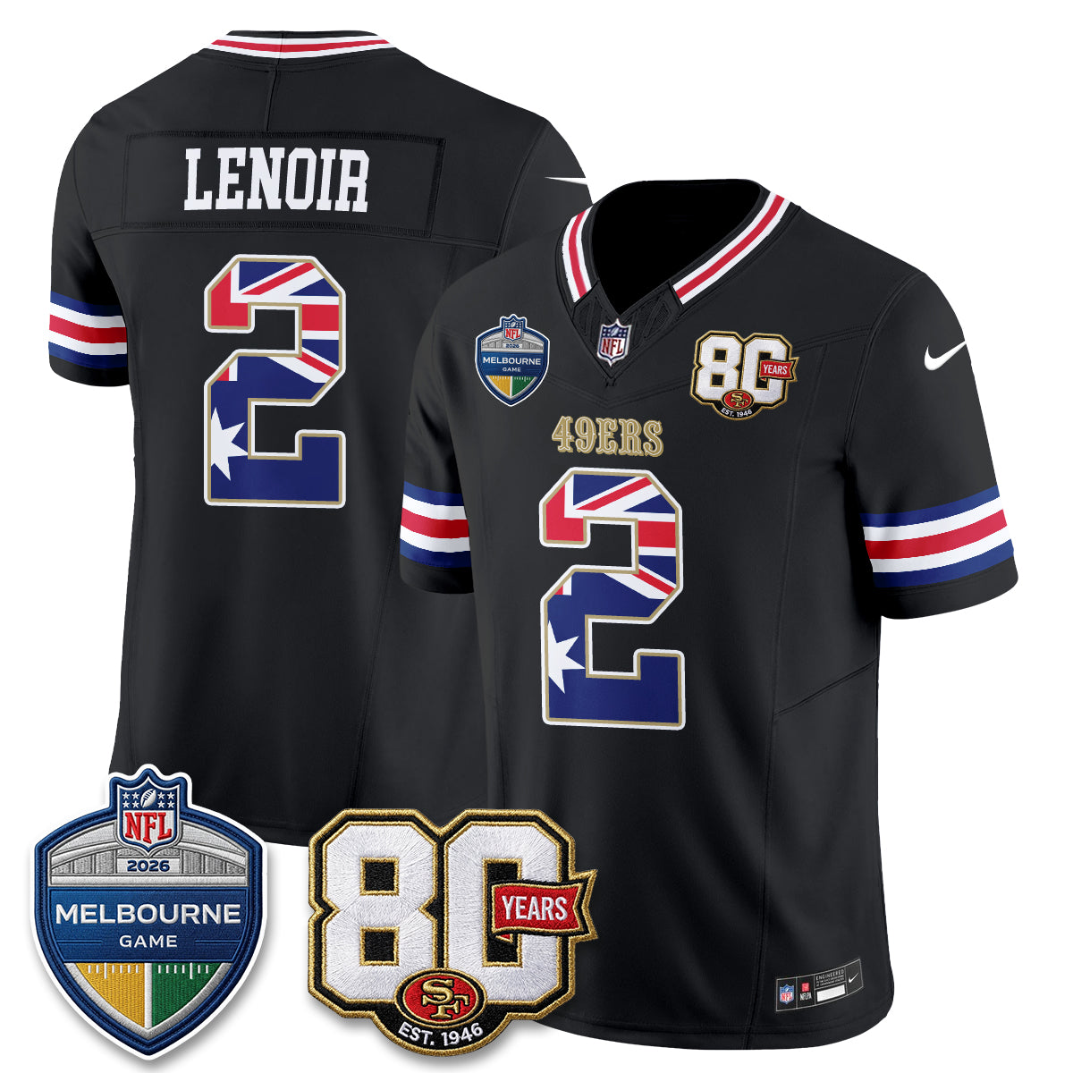 San Francisco 49ers Melbourne Game 2026 Vapor Jersey - Stitched