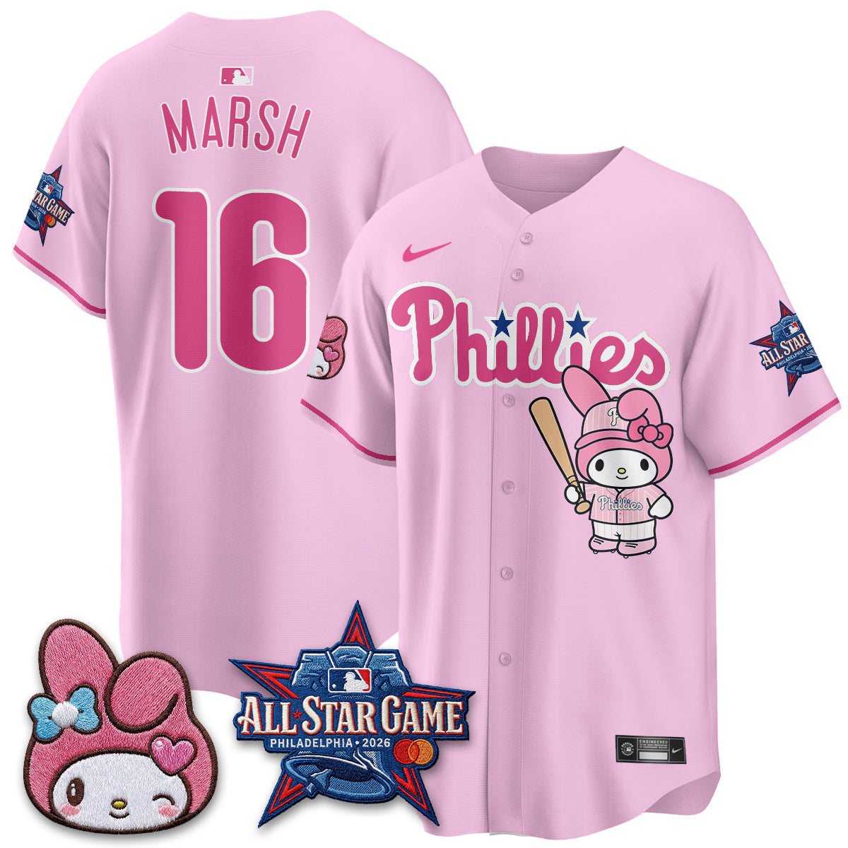 Philadelphia Phillies x Pink Sanrio Friends Edition Vapor Jersey - Stitched