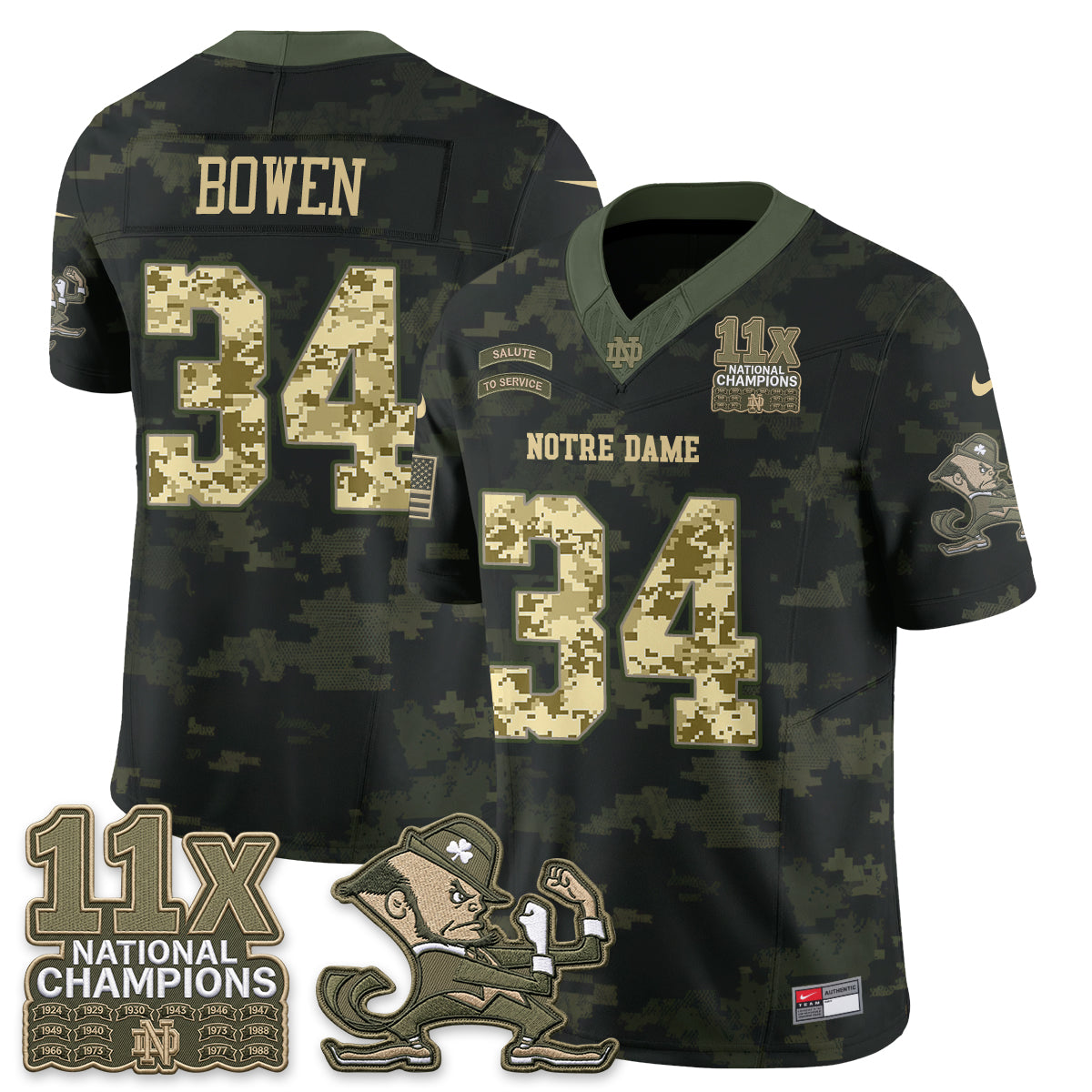 Notre Dame Fighting Irish 2026 Salute to Service Vapor Jersey - Stitched