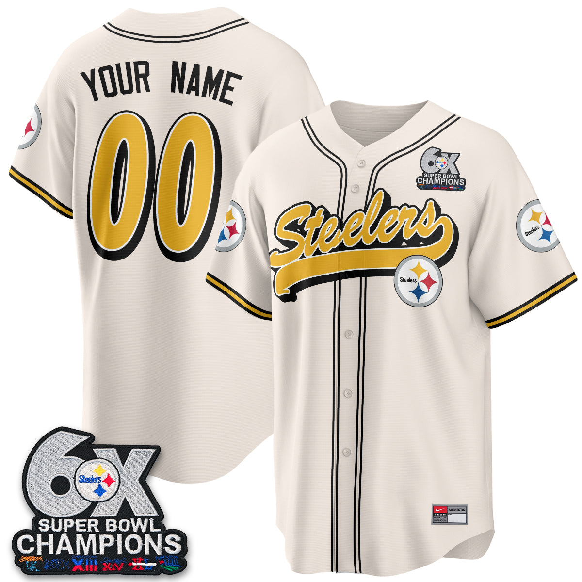 PIT 6x SBowl Baseball Vapor Custom Jersey - Stitched