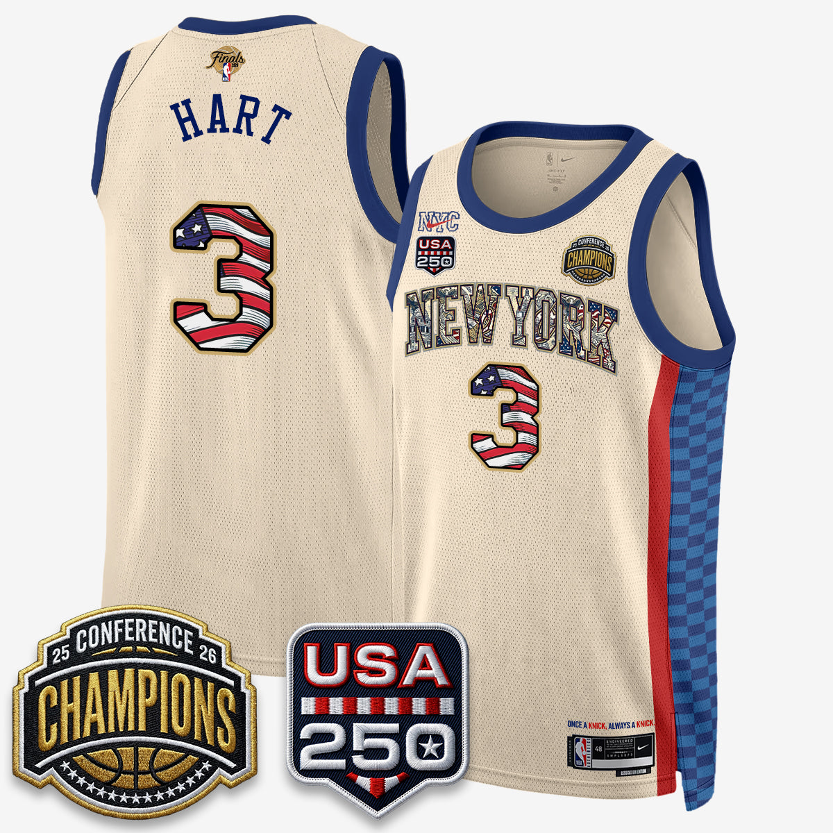 New York Knicks 2026 NBA Eastern Conference Champions x Fourth of July Vapor Jersey - Stitched