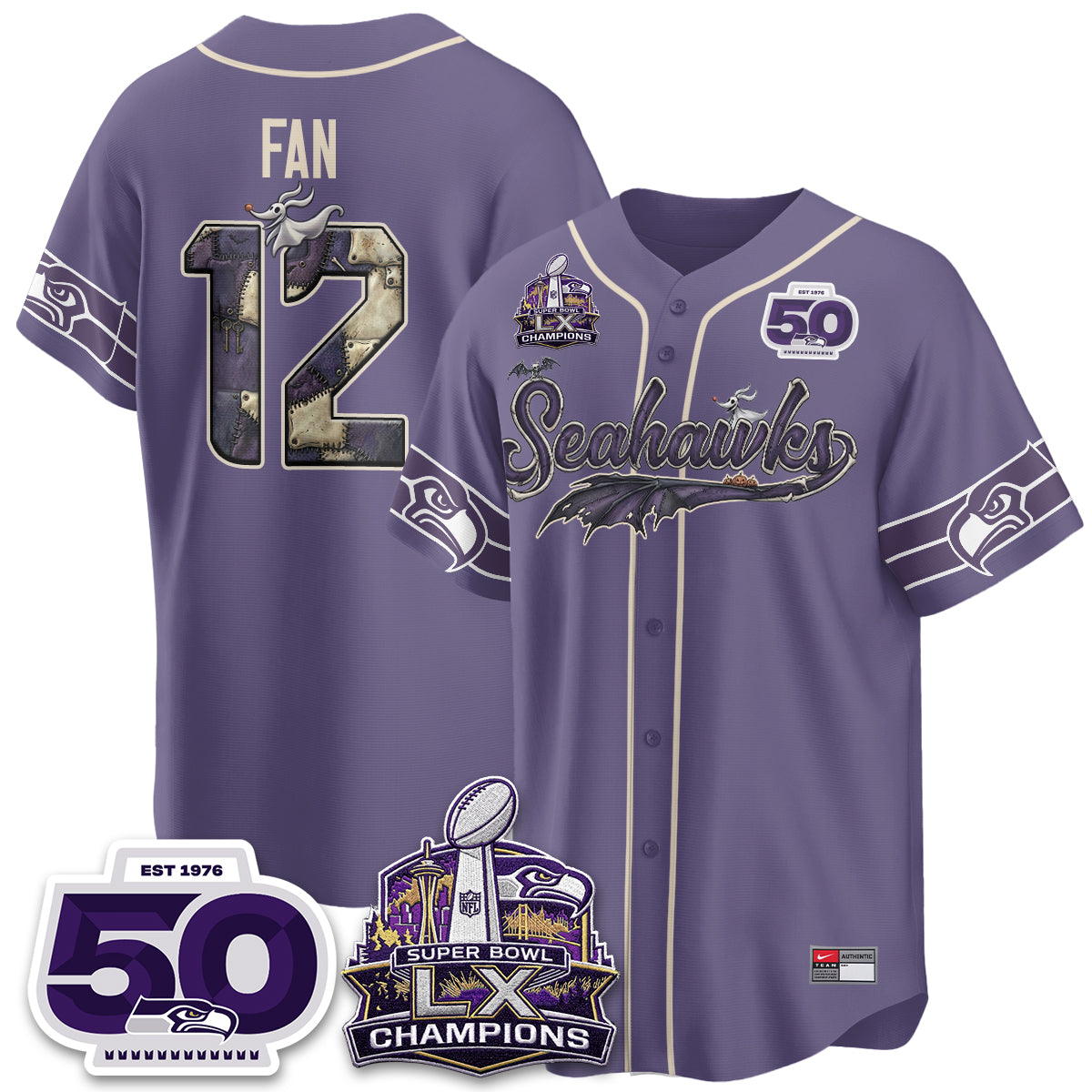 Seattle Seahawks 2026 Nightmare Edition Vapor Baseball Jersey - Stitched
