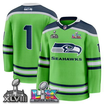SEA 2X S.Bowl Champions Patch Hockey Jersey - Stitched