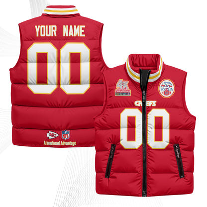 Kansas City Chiefs 4X Champs Gold Edition Custom Puffer Vest - Printed