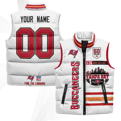 Tampa Bay Buccaneers "Raise the Flags" Custom Puffer Vest - Printed
