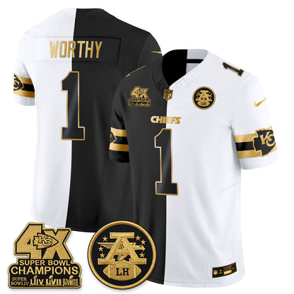 Kansas City Chiefs 4X Champs Gold Edition Vapor Jersey - Stitched