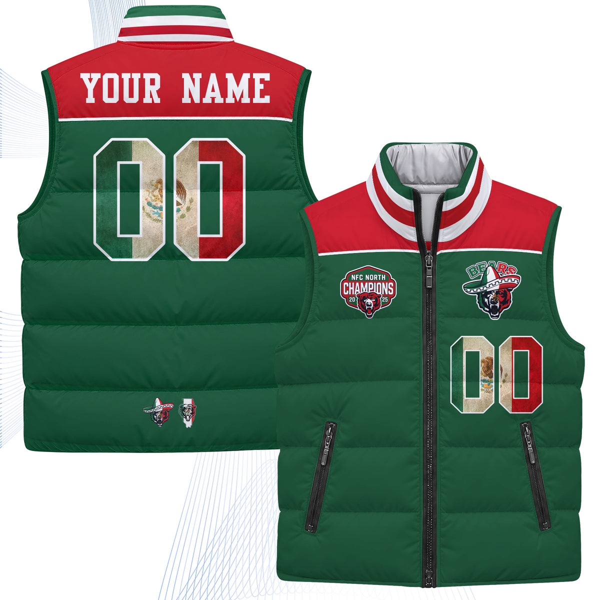 CHI Mexico Style Custom Puffer Vest - Printed V2