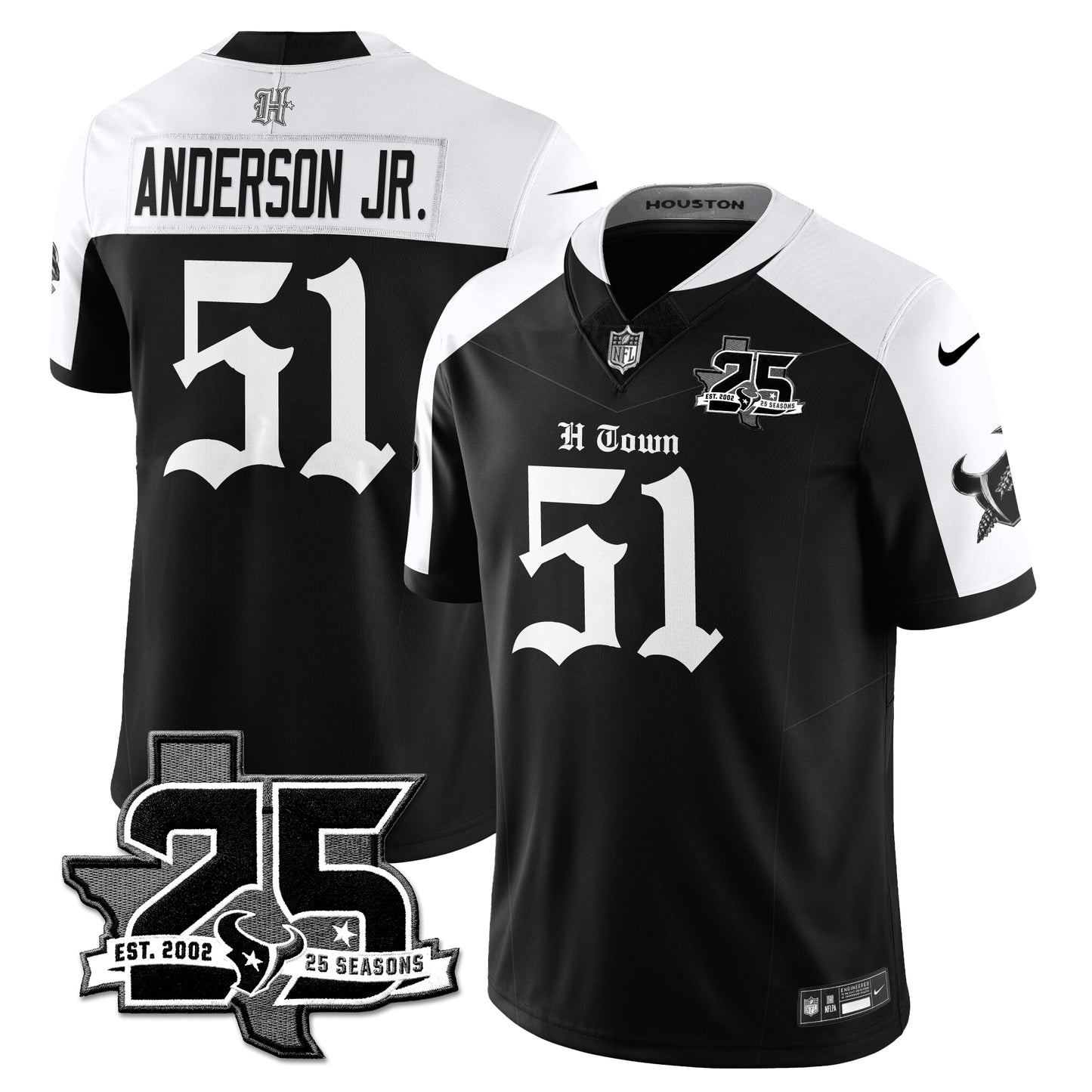 HOU 25th Seasons in 2026 Gothic Vapor Gold Edition Limited Jersey - All Stitched