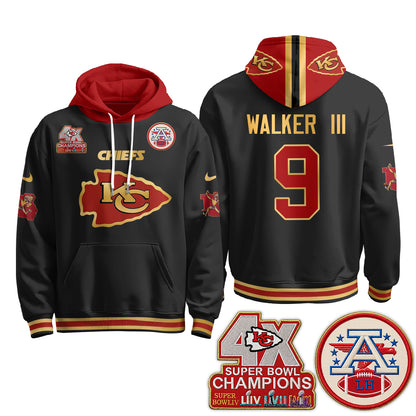 Kansas City Chiefs 4X Champs Gold Edition Hoodie - Stitched