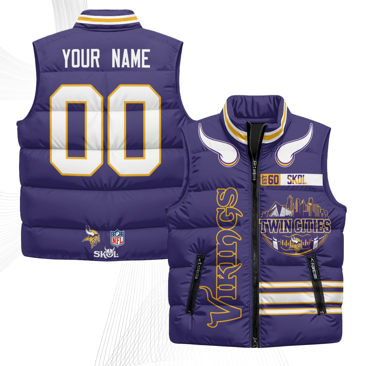 MIN Twin City Custom Puffer Vest - Printed