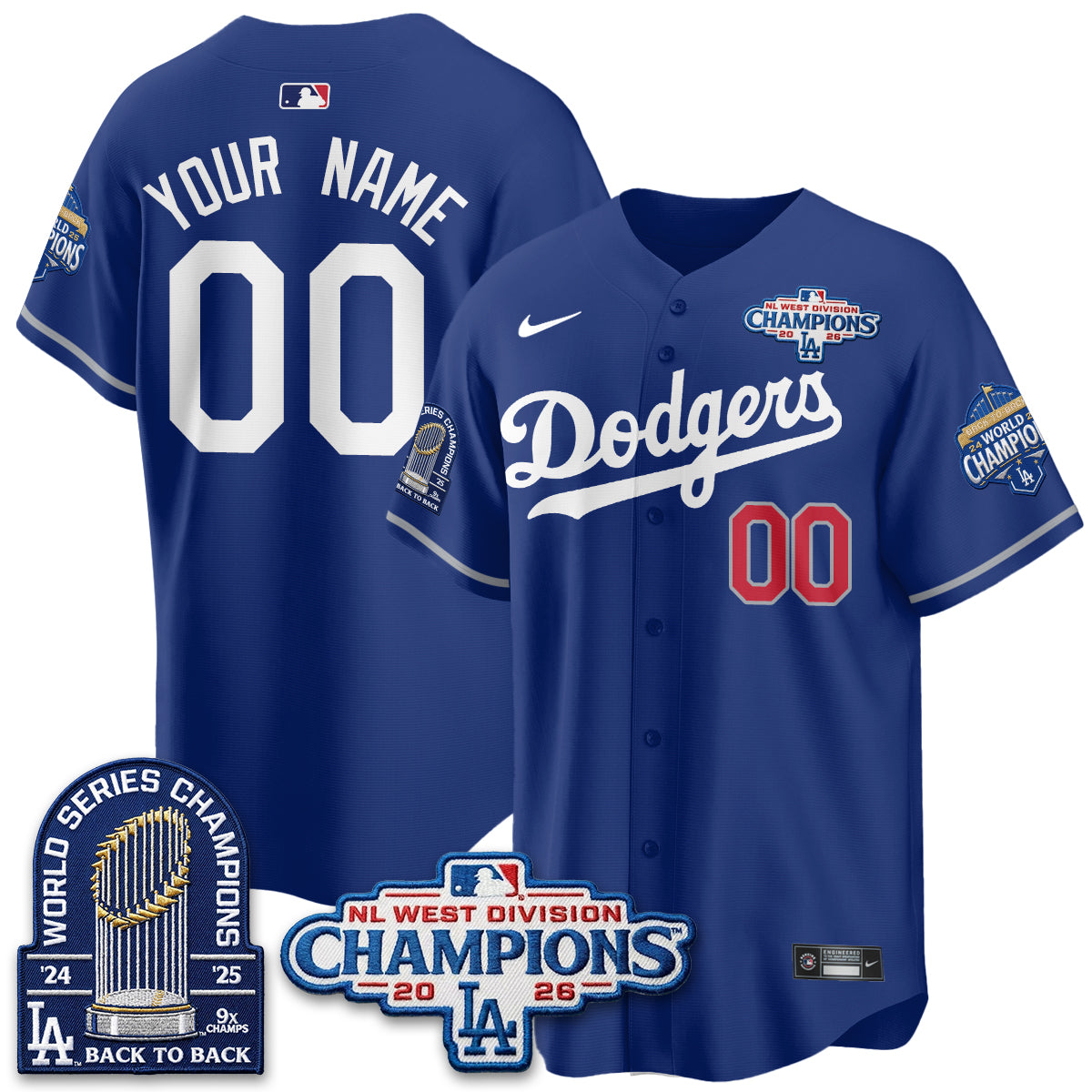 LAD 2026 NL West Champs Vapor Custom Jersey- Stitched