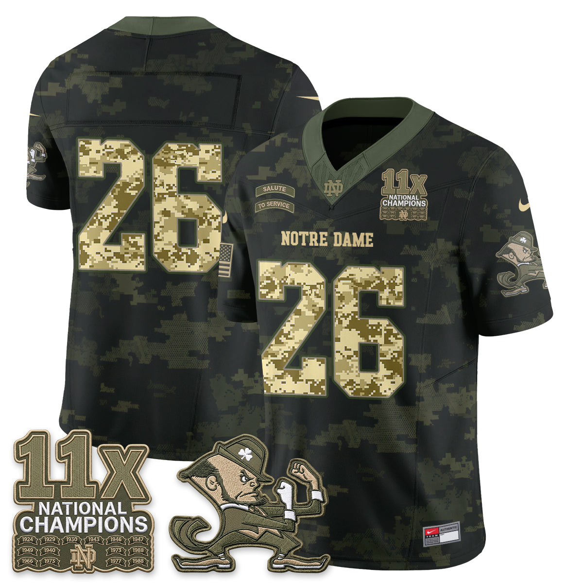 Notre Dame Fighting Irish 2026 Salute to Service Vapor Jersey - Stitched