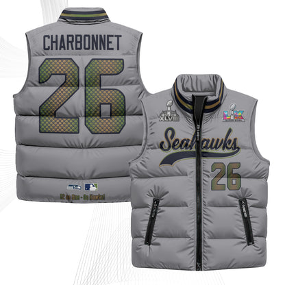 Seattle Seahawks S.Bowl Champs Puffer Vest - Printed