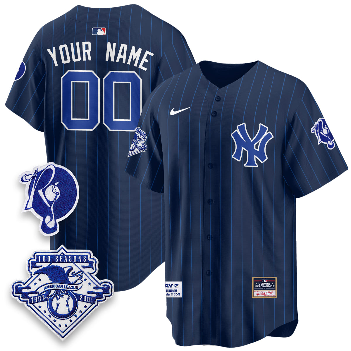 New York Yankees x Jay Z Edition Vapor Custom Jersey - Stitched