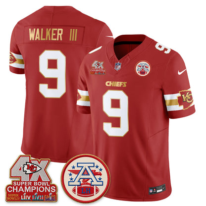 Kansas City Chiefs 4X Champs Gold Edition Vapor Jersey - Stitched