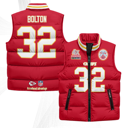 Kansas City Chiefs 4X Champs Gold Edition Puffer Vest - Printed