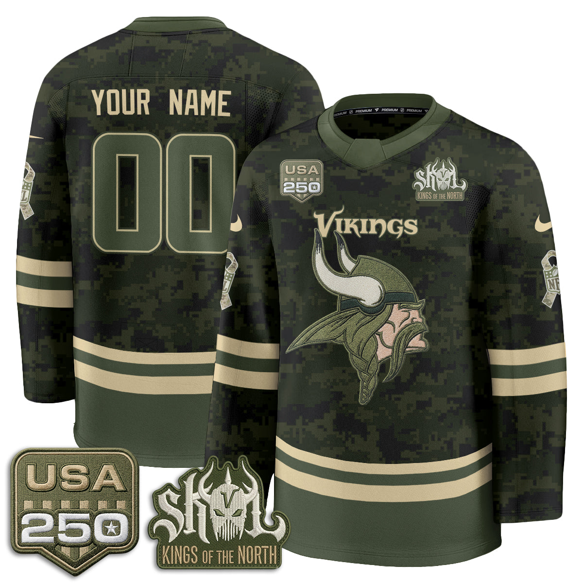 MIN 2026 Salute To Service Edition Custom Hockey Jersey - Printed