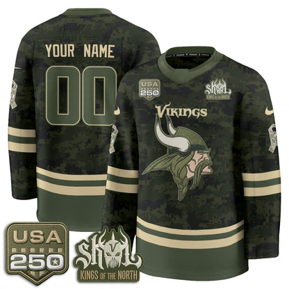 MIN 2026 Salute To Service Edition Custom Hockey Jersey - Printed