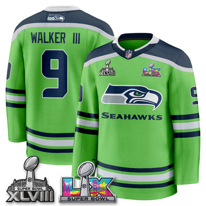 SEA 2X S.Bowl Champions Patch Hockey Jersey - Stitched