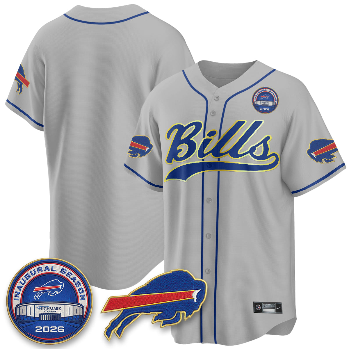 Buffalo Bills 2026 Gold Trim Baseball Edition Vapor Jersey - Stitched
