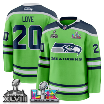 SEA 2X S.Bowl Champions Patch Hockey Jersey - Stitched