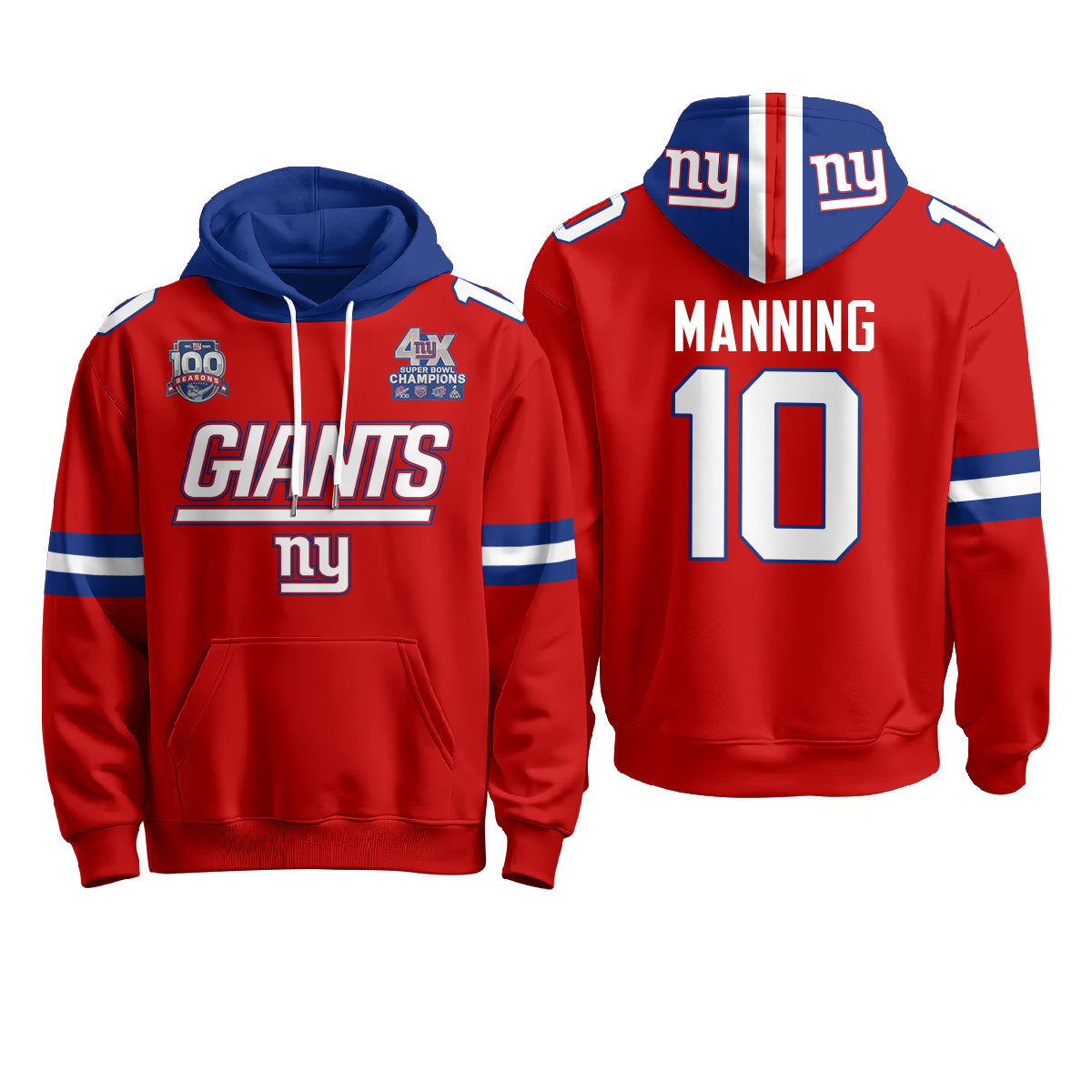 New York Giants 4X Champs S.Bowl Hoodie - Stitched