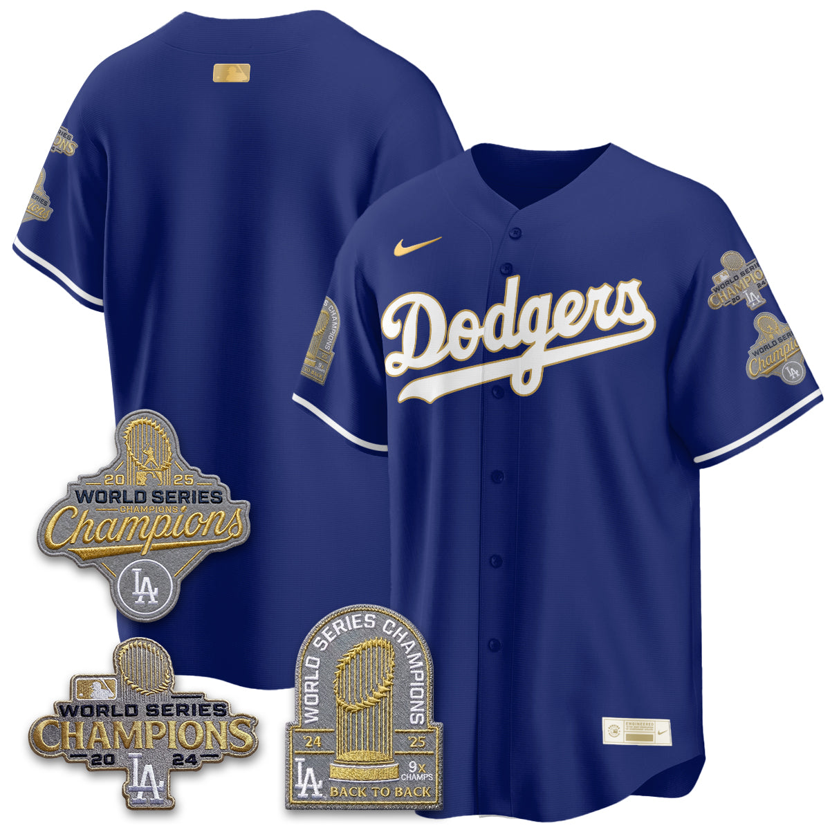 LAD Gold Collection Stadium Vapor Limited Jersey - Back to Back 9x Champs - All Stitched