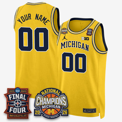 MICH Men's Basketball National Champions Big Text Limited Vapor Custom Jersey - All Stitched
