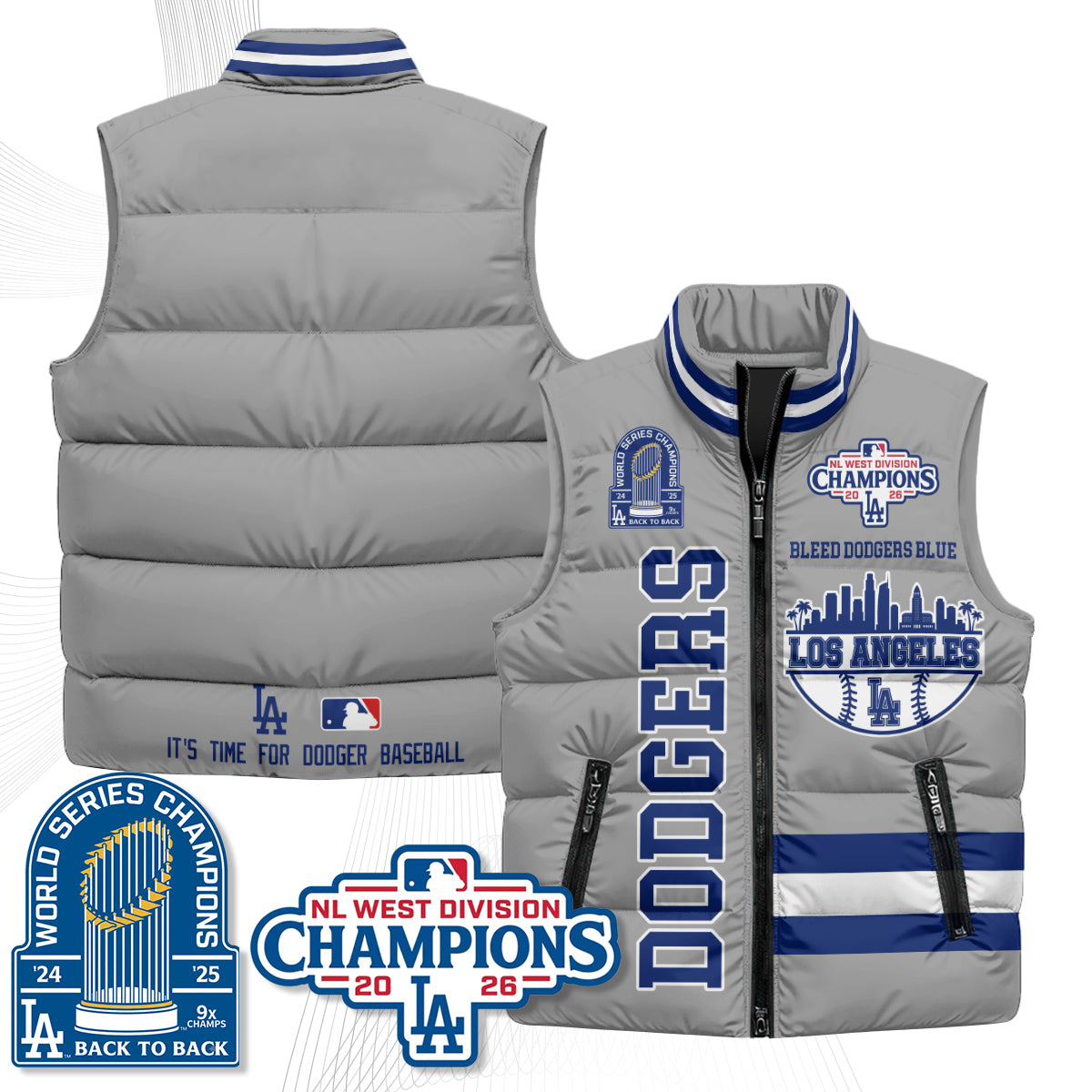 LAD "Bleed Blue" Puffer Vest - Printed