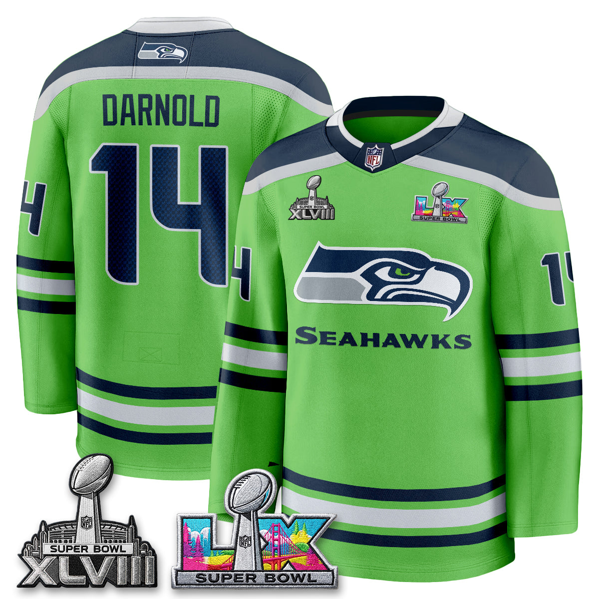 SEA 2X S.Bowl Champions Patch Hockey Jersey - Stitched